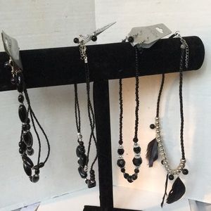 NWT four black beaded necklaces